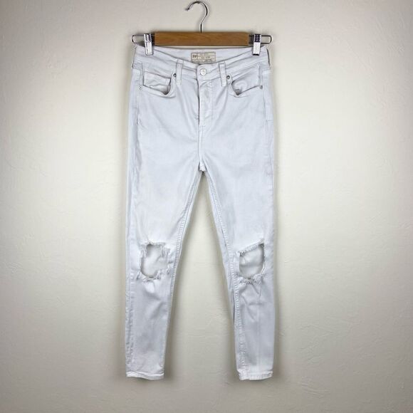 Free People High-Rise Distressed Skinny Jeans - White - Picture 2 of 8